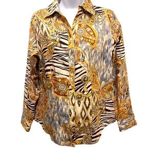 Chico’s 6 Button Down Long Sleeve Top Size 0 NWOT